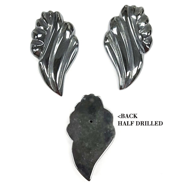 LEAF 20X35MM HEMATITE (2 PCS)